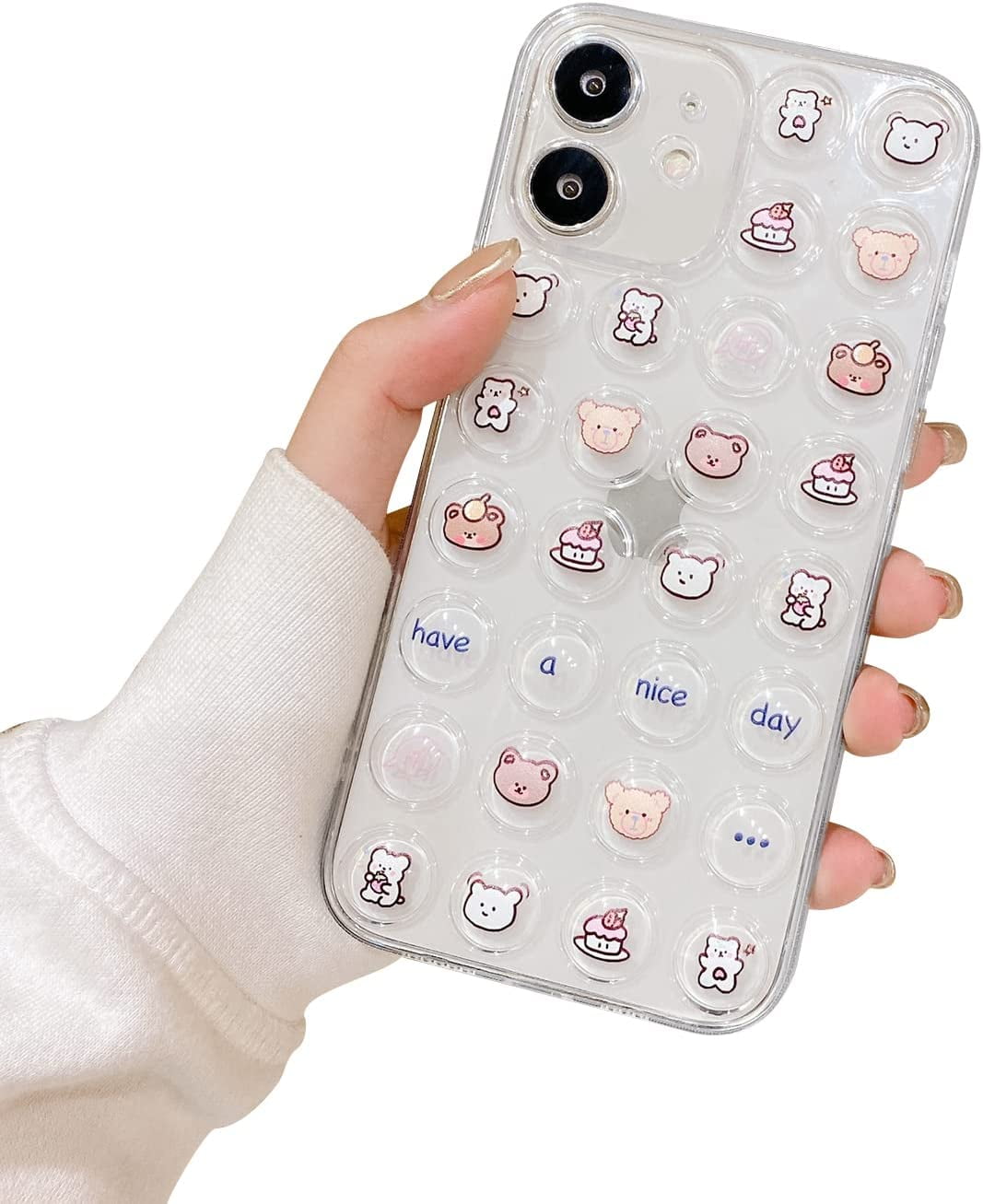 Compatible with iPhone 11 Case,Clear Cute Bear Cartoon Pattern for