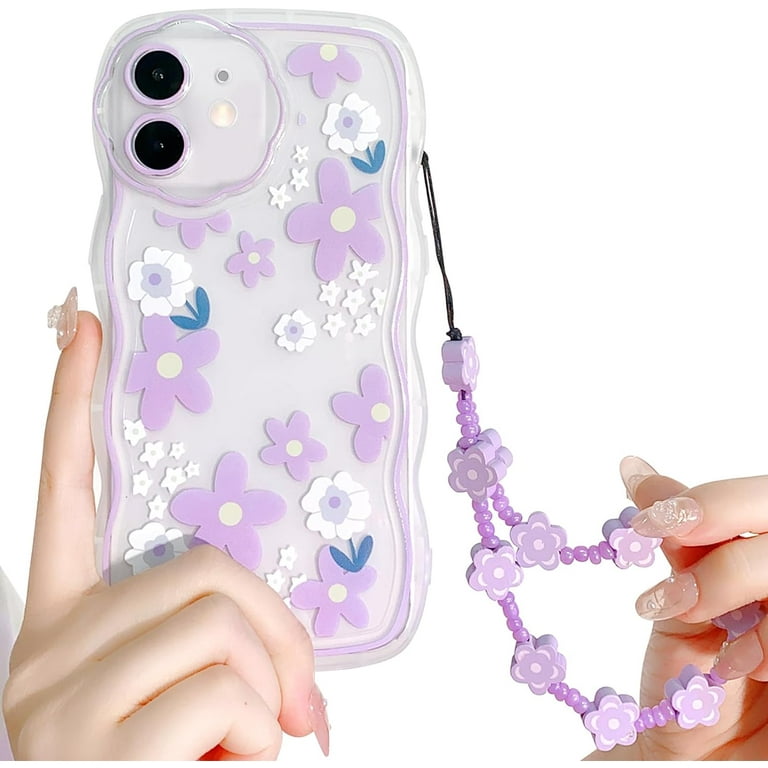 Compatible for iPhone 11 Case Clear Cute Flower Floral with Chain