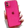 thumbnail image 1 of Compatible with iPhone 11 Case, Clear Glitter Neon Soft Silicone Cover with Camera Lens Protector, Cute Sparkly Shockproof Protective Phone Case for Women Girls (Hot Pink), 1 of 13