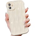 thumbnail image 1 of Compatible with iPhone 11 Case,Cute 3D Water Ripple Pattern Curly Wave Frame Soft TPU Back Full Body Screen Camera Protective Cover Bumper Shockproof case for Women and Girls-White, 1 of 12