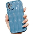 thumbnail image 1 of Compatible with iPhone 11 Case,Cute 3D Water Ripple Pattern Curly Wave Frame Soft TPU Back Full Body Screen Camera Protective Cover Bumper Shockproof case for Women and Girls-Blue, 1 of 13