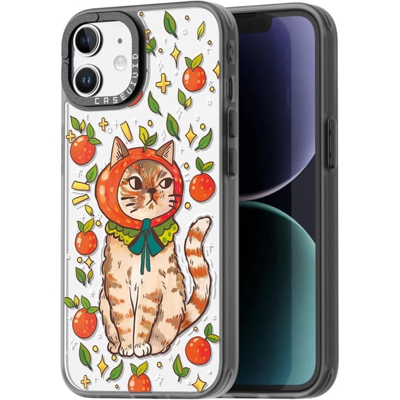 Compatible for iPhone 11 Case Cute Aesthetic - Durable Fashion Funny Phone Case - Girly Kitty Cat Pattern Print Cover Design for Woman Girl 6.1 inches Black