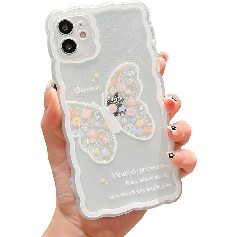 Compatible with iPhone 11 Case Cute Cartoon Floral Butterfly