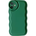 thumbnail image 1 of Compatible with iPhone 11 Case,Cute Curly Wave Frame Design Circle Camera Protection,Soft Slim Silicone Aesthetic Cool Case for Women and Girls-Dark Green, 1 of 11
