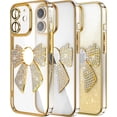 thumbnail image 1 of Compatible with iPhone 11 Case Cute Girly Glitter Bling Diamond Bow Rhinestone Design Bumper Sparkly Pink Full Camera Lens Protection Shockproof Phone Case for iPhone 11,Gold KDL, 1 of 12