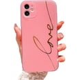 thumbnail image 1 of Compatible with iPhone 11 Case Cute, Glitter Bling Plating Letter Love Pattern Phone Case for iPhone 11 6.1'' Camera Protective Back Cover for Women Girl-Pink, 1 of 12