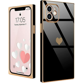 Square Plating Edge Heart Shockproof Phone Case For Iphone 12 Mini