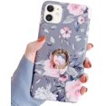 thumbnail image 1 of Compatible with iPhone 11 Case,Floral Case Cute Clear for Men Women Girls with 360 Degree Rotating Ring Kickstand Soft TPU Shockproof Cover Design for iPhone 11 6.1 Inch Grey Red Flower, 1 of 17