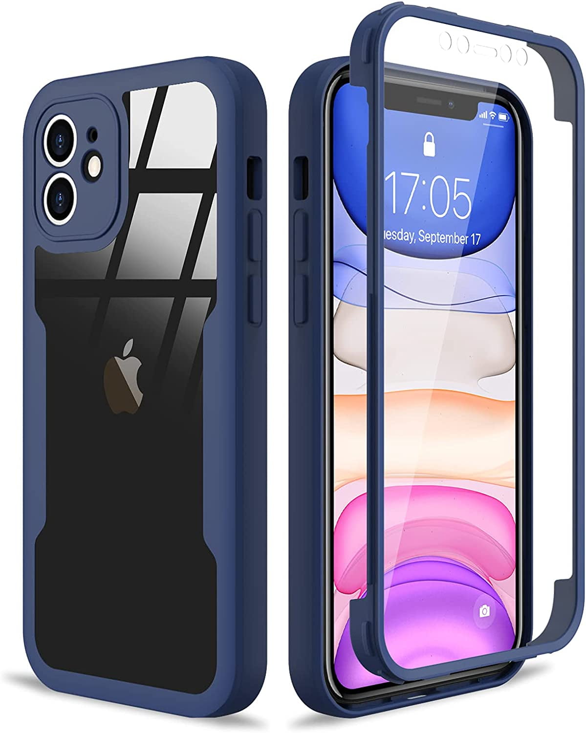 Compatible with iPhone 11 Case Full Body Clear Design with Builtin