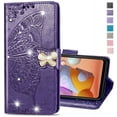 thumbnail image 1 of Compatible with iPhone 11 Case Glitter Bling with Card Holder and Stand Leather Flip Wallet Diamond Butterfly Shockproof Protective Case for iPhone 11 6.1 Inch Crystal Purple, 1 of 14