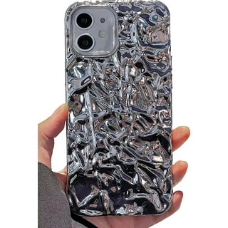Compatible for iPhone 11 Case Cute Luxury Designer Tin Foil Pleated Phone  Cover for Women Girls Electroplated Sparkly Silicone Protective Slim Fit