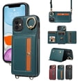 thumbnail image 1 of Compatible with iPhone 11 Case Wallet Card Holder Leather PU Cover Folio Lanyard Crossbody Strap Women Girl Magnetic Clasp Kickstand Ring Holder Shockproof Protective Case,Cyan, 1 of 21