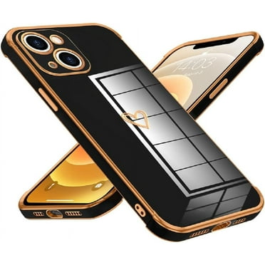 Compatible with iPhone 11 Case for Women Girls, Cute Love Heart Pattern Electroplated Design Full-Around Soft Slim TPU Protective Bumper Cover for iPhone 11 6.1＂ -Black