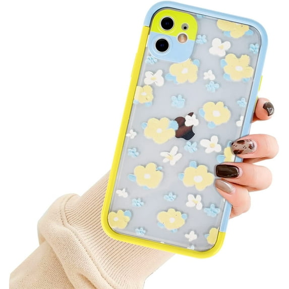 Compatible with iPhone 11 Case for Women Girls,Soft TPU+Hard Detachable PC Bumper Durable Flexible Case with Cute Floral Flower Pattern Protection Transparent Case for iPhone 11