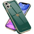 thumbnail image 1 of Compatible with iPhone 11 Case,Women Girsl Cute Love Heart Plating Design Protective Bumper with Camera Lens Cover Slim Shockproof Silicone Soft Phone Case for iPhone 11 Green, 1 of 7