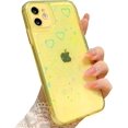 thumbnail image 1 of Compatible for iPhone 11 Clear Case, Cute Glitter Heart Rainbow Laser Holographic Bling Pattern Case for Women Girls Soft TPU Shockproof Camera Protective - Yellow, 1 of 10