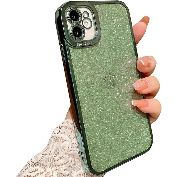 Compatible with iPhone 11 Glitter Plating Case, Luxury Bling Sparkly Shiny Clear Case for iPhone 11 6.1" Camera Protection Soft TPU Shockproof Back Cover for Women Girl- Light Green