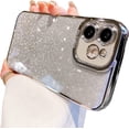 thumbnail image 1 of Compatible with iPhone 11 Glitter Plating Case Luxury Women Clear Case for iPhone 11 Case Camera Protection Soft TPU Shockproof Cover Silver Case 6.1", 1 of 11