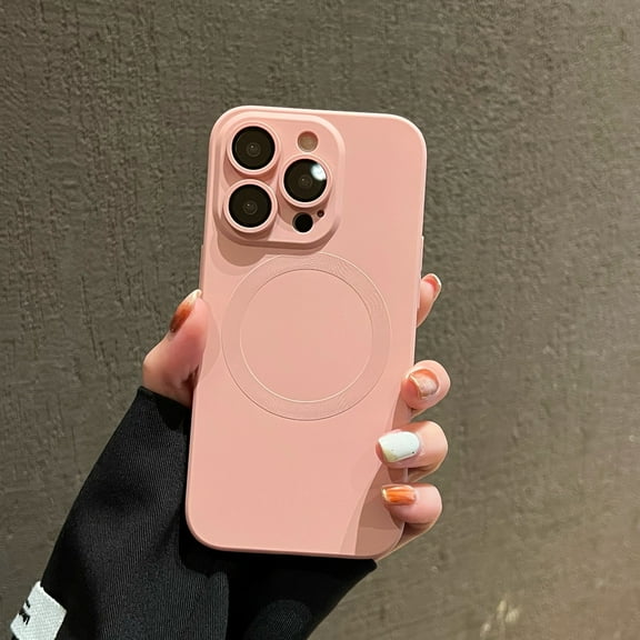 Compatible with iPhone 11 Magnetic Case with Full Camera Lens Protector, Compatible with MagSafe, Liquid Silicone Case, Full Body Protective Shockproof Phone Cover,Pink