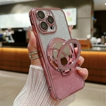 Compatible with iPhone 11 Magnetic Case, Glitter Sparkle Bling Kickstand Anti-Scratch Shockproof Protective Flexible Phone Cases Cute Slim Thin Cover for Women Girls, Pink