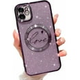 thumbnail image 1 of Compatible with iPhone 11 Magnetic Glitter Case-6.1 Inch, Luxury Love Heart Pattern Plating Clear Case, Compatible with MagSafe for Women Girls Shockproof Back Cover-Purple, 1 of 14