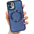 thumbnail image 1 of Compatible with iPhone 11 Magnetic Glitter Case, Luxury Plating Cute Bling Clear Phone Case, Compatible with MagSafe for Women Girls with Camera Protector Back Cover - Blue, 1 of 6