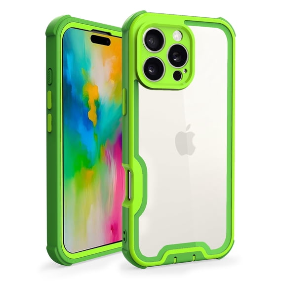 Compatible With iPhone 11 Phone Case,Heavy Duty Durable 4-Layer,Transparent Backplane,Military Grade Drop Protection Shockproof Anti-fall Rugged Bicolor Vivid Phone Case,Green