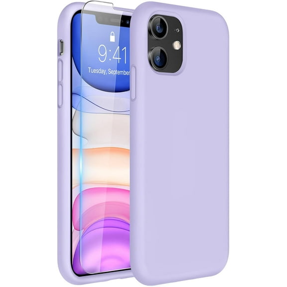 Compatible with iPhone 11 Phone Case,  Liquid Silicone Gel Rubber Full Body Drop Protection Shockproof Cover Phone Case for iPhone 11 6.1 inch (Light Purple)