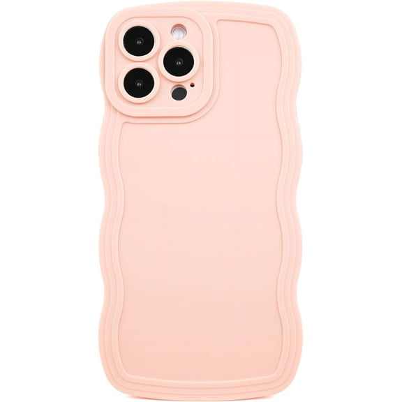 Compatible with iPhone 11 Pro Case 5.8" 2019, Cute Kawaii Curly Wave Frame Shape Soft Silicone Shockproof Protective Phone Cover for Women Girls, Pink