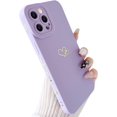 thumbnail image 1 of Compatible with iPhone 11 Pro Case (5.8" 2019), Plated Luxury Heart Phone Case Cute Side Pattern Soft TPU Shockproof Full Camera Lens Protective Phone Cases for Women Girls - Purple, 1 of 9