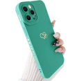 thumbnail image 1 of Compatible with iPhone 11 Pro Case (5.8" 2019), Plated Luxury Heart Phone Case Cute Side Pattern Soft TPU Shockproof Full Camera Lens Protective Phone Cases for Women Girls - Green, 1 of 9