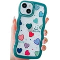 thumbnail image 1 of Compatible with iPhone 11 Pro Case Clear with Heart Design for Women Girls,Aesthetic Cute Wavy Soft Shockproof Cell Phone Cover for iPhone 11Pro 5.8 Inch (Pine Green), 1 of 8