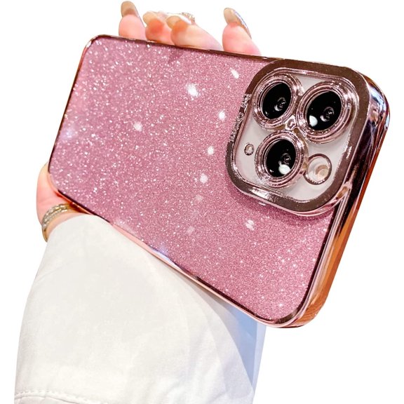 Compatible with iPhone 11 Pro Case Glitter Luxury Cute Flexible Plating Cover Camera Protection Shockproof Phone Case for Women Girl Men Design for iPhone 11 Pro 5.8'' Pink