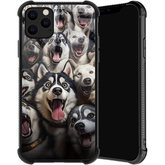 Compatible with iPhone 11 Pro Case, Husky Family Phone Cover for Men/Women, Soft TPU Anti-Skid Thread and Four Corner Anti-Collision Protection Case Compatible with iPhone 11 Pro