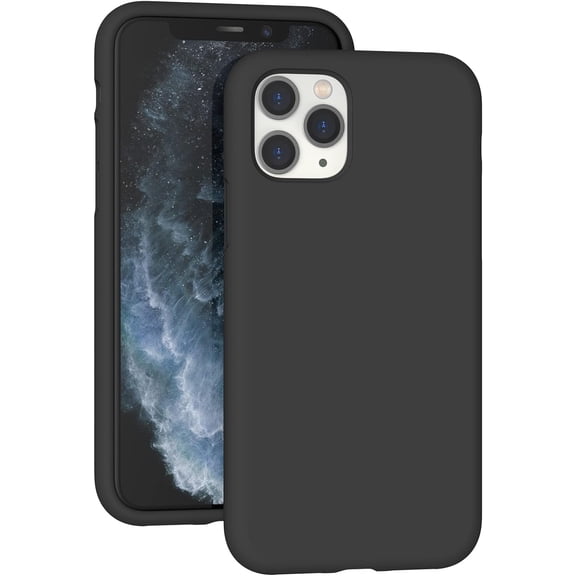 Compatible with iPhone 11 Pro Case Liquid Silicone, Soft Gel Rubber Full Body Protective Cover with Microfiber Lining, Phone Case for iPhone 11 Pro 5.8 Inch, Black