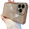 thumbnail image 1 of Compatible with iPhone 11 Pro Case,Luxury Glitter Rhinestone Bling Diamond Sparkle Shiny Bumper and Camera Lens Design Clear Phone Case for Women Girls-Gold, 1 of 14