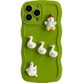 thumbnail image 1 of Compatible with iPhone 11 Pro Case for Women/Girls, Cute 3D Ducks Curly Wave Soft Silicone Shockproof Raised Bumper Corners Case with Love Bracelet for iPhone 11 Pro, Mustard Green, 1 of 9