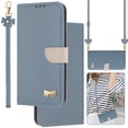 thumbnail image 1 of Compatible with iPhone 11 Pro Crossbody Wallet Case,RFID Blocking Card Holder Slots Soft PU Leather+Inner TPU Magnetic Closure Shoulder Strap& Wrist Strap Bow Design Phone Case,Blue, 1 of 12