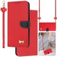 thumbnail image 1 of Compatible with iPhone 11 Pro Crossbody Wallet Case,RFID Blocking Card Holder Slots Soft PU Leather+Inner TPU Magnetic Closure Shoulder Strap& Wrist Strap Bow Design Phone Case,Red, 1 of 12