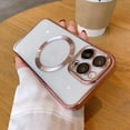 thumbnail image 1 of Compatible with iPhone 11 Pro Magnetic Clear Case,Luxury Plating Bling Transparent Shockproof MagSafe Case with Full Camera Lens Protector for iPhone 11 Pro Women Girl Men-Elegant Pink, 1 of 13