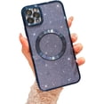 thumbnail image 1 of Compatible with iPhone 11 Pro Magnetic Glitter Case, Luxury Plating Cute Bling Clear Phone Case, Compatible with MagSafe for Women Girls with Camera Protector Back Cover - Blue, 1 of 9