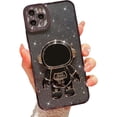 thumbnail image 1 of Compatible for iPhone 11 Pro Max 6.5 Inch Bling Plating Astronaut Hidden Stand Case, Cute 6D Stand Glitter Phone Case for Women Girls Soft TPU Shockproof Back Cover - Black, 1 of 12