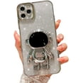 thumbnail image 1 of Compatible for iPhone 11 Pro Max 6.5 Inch Bling Plating Astronaut Hidden Stand Case, Cute 6D Stand Glitter Phone Case for Women Girls Soft TPU Shockproof Back Cover - Silver, 1 of 12
