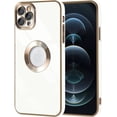 thumbnail image 1 of Compatible with iPhone 11 Pro Max 6.5" Luxury Slim Case with Logo Window,Soft TPU Cute Bling Plating Shockproof Camera Lens Protection Case for iPhone 11 Pro Max Women Girls(White), 1 of 7