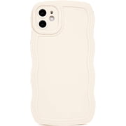 Compatible with iPhone 11 Pro Max Case 6.5" 2019, Cute Kawaii Curly Wave Frame Shape Soft Silicone Shockproof Protective Phone Cover for Women Girls, White