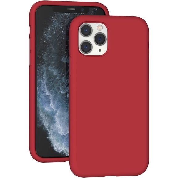 Compatible with iPhone 11 Pro Max Case, Drop Protection Liquid Silicone Gel Rubber Full Body Cover with Soft Microfiber Shockproof Phone Case for iPhone 11 Pro Max 6.5", Red