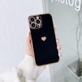 thumbnail image 1 of Compatible with iPhone 11 Pro Max Case for Girl Women Cute Love-Heart Luxury Bling Plating Soft Back Cover Raised Camera Protection Bumper Silicone Shockproof Phone Case for iPhone 11 Pro Max,Black, 1 of 8