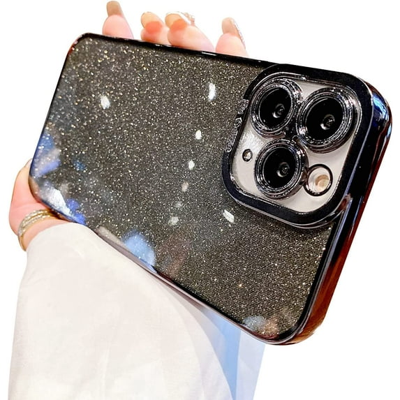 Compatible with iPhone 11 Pro Max Case Glitter Luxury Cute Flexible Plating Cover Camera Protection Shockproof Phone Case for Women Girl Men Design for iPhone 11 Pro Max 6.5'' Black