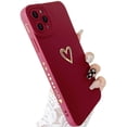 thumbnail image 1 of Compatible with iPhone 11 Pro Max Case, Gold Heart Pattern Soft Liquid Silicone Shockproof Case for Women Girls Side Cute Plated Heart Pattern Slim Phone Case (Yellow), 1 of 1