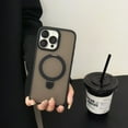 thumbnail image 1 of Compatible with iPhone 11 Pro Max Case with Invisible Magnetic O-Ring Stand Military-Grade Translucent Case [Compatible with Mag-Safe] [Great Grip Feeling], with Glass Lens Protector, Black, 1 of 5